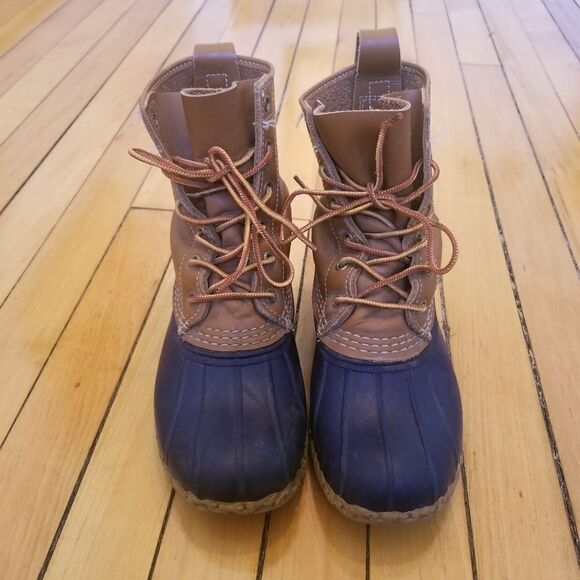L.L.Bean Original 8" Bean Boots in Tan Navy Waterproof Winter Snow Duck Boots - Picture 5 of 12